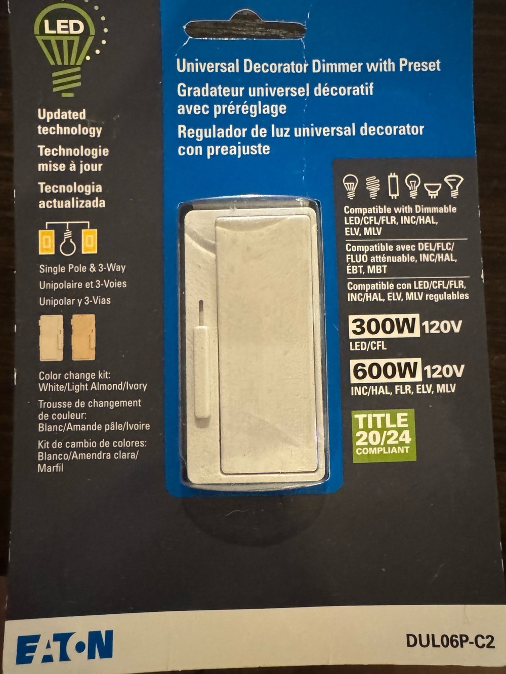 Eaton Universal Decorator Dimmer Switch - White